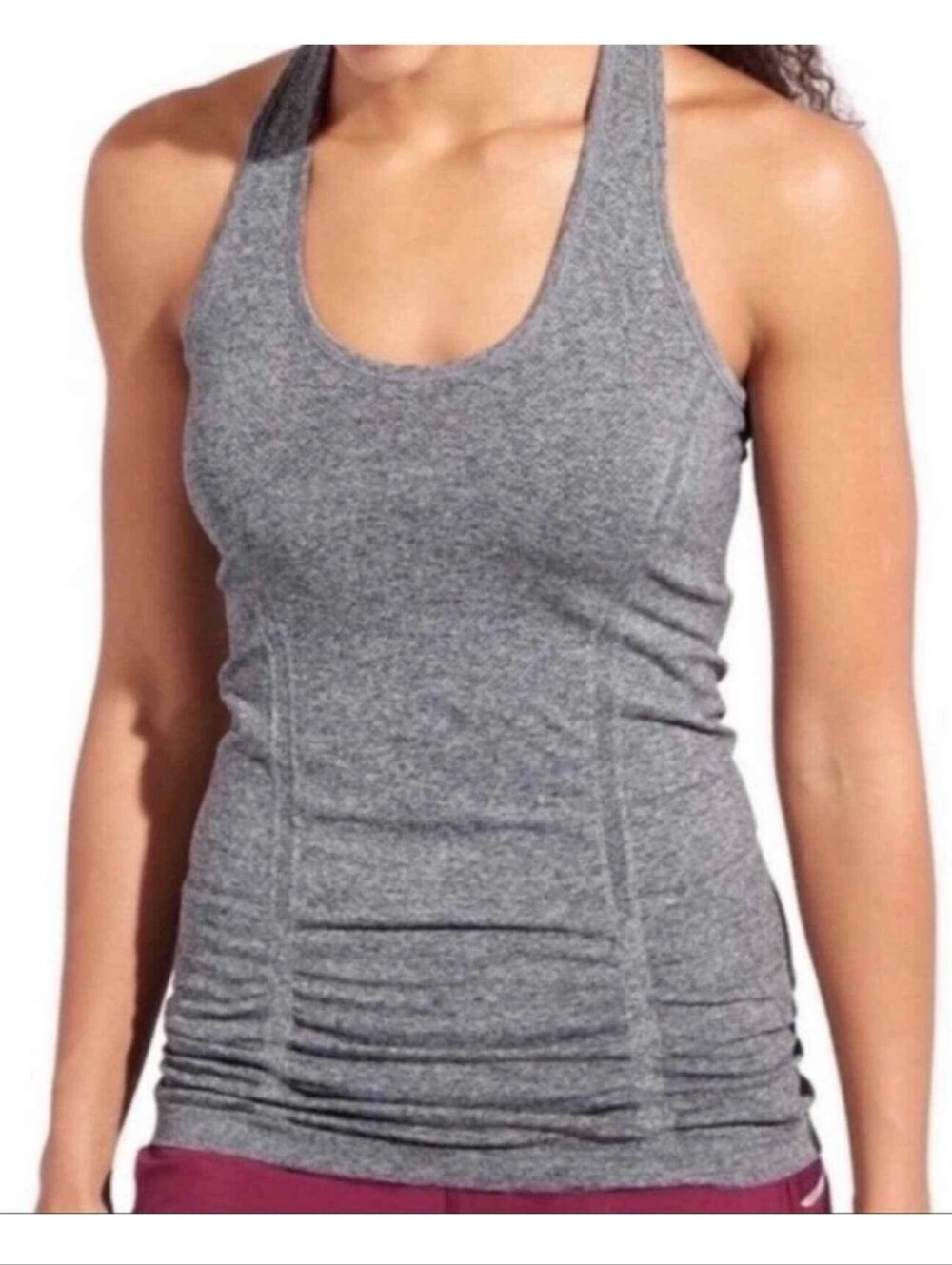 Athletic Fastest Track Racerback Ruched Tank Top - Gray Large
